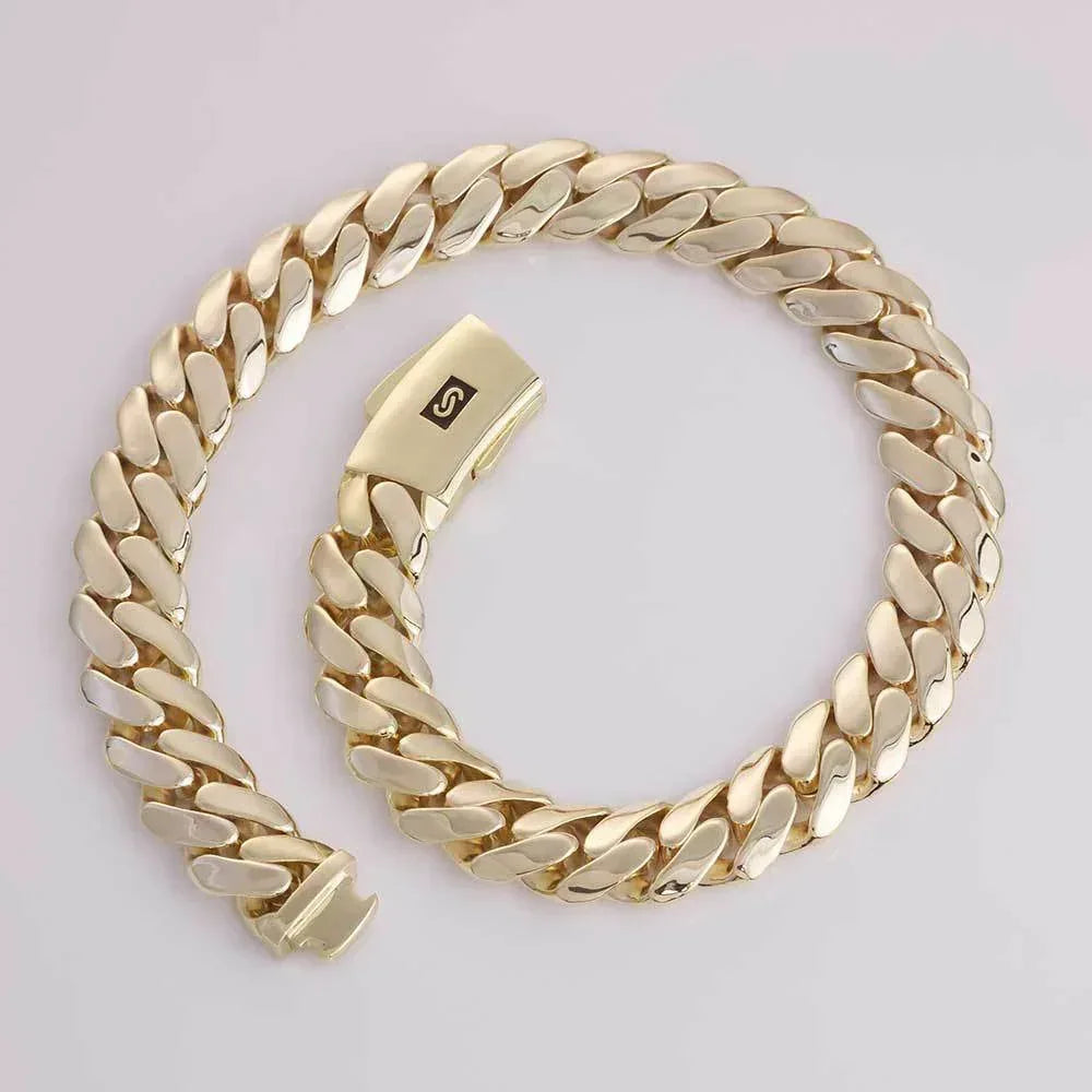 20mm Polished Cuban Link Necklace Gold Chain Rapper Style for Men | Caratix Jewelry - CaratixJewelry