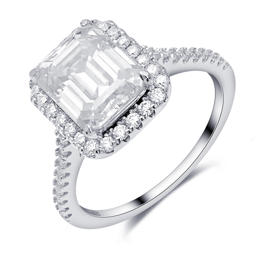 2026 Summer New S925 Silver 3ct Emerald Cut Moissanite Ring | D Color VVS1 | Caratix