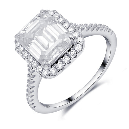 2026 Summer New S925 Silver 3ct Emerald Cut Moissanite Ring | D Color VVS1 | Caratix