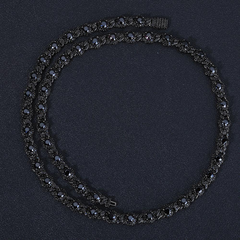 7.5mm Iced Out Bead Cuban Chain Necklace Zircon - CaratixJewelry