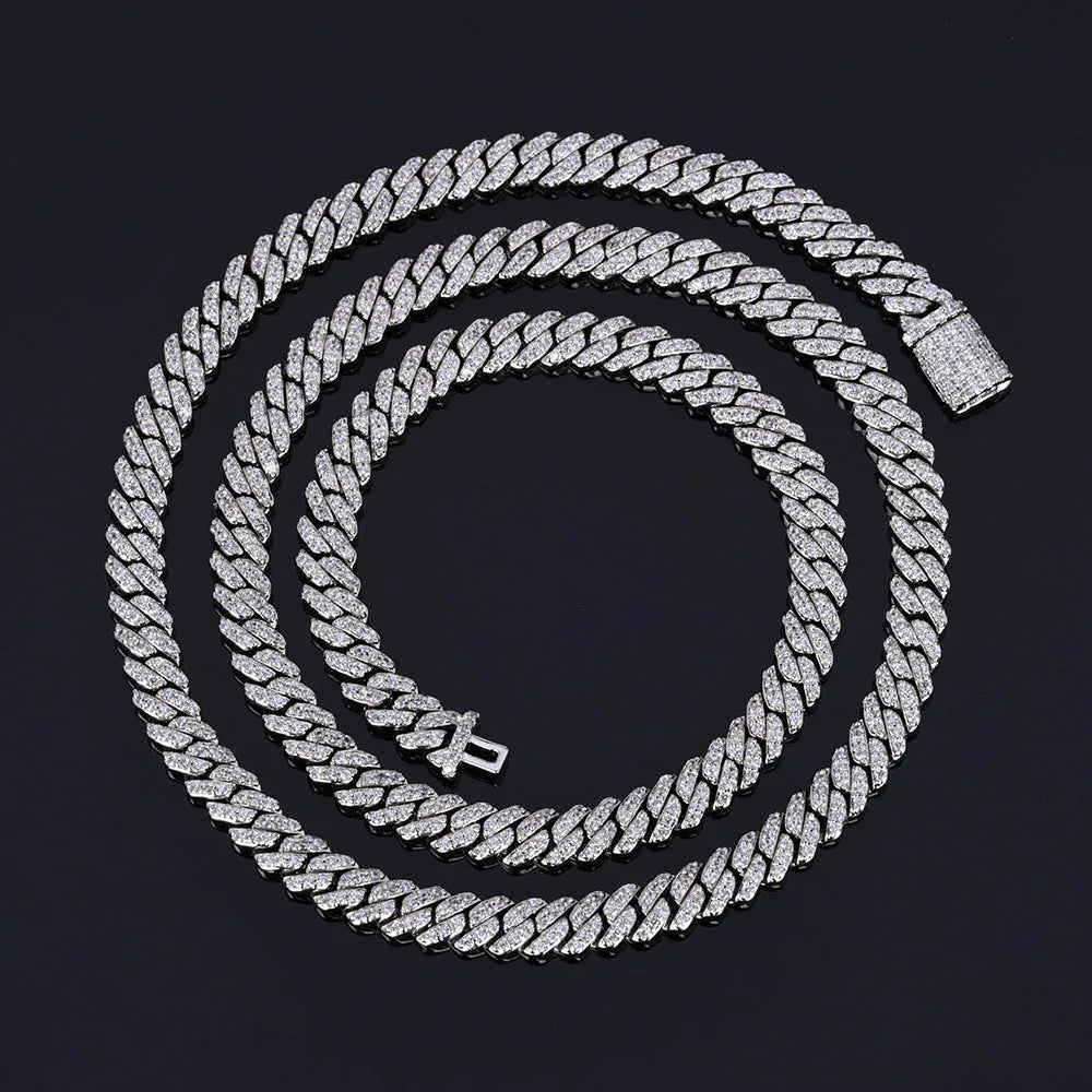 6mm Single Row Cuban Chain Necklace with Full Zircon Stones - CaratixJewelry