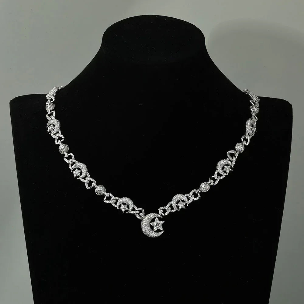 Custom 10mm Moon Star Necklace & Bracelet Gold Chain for Rapper | Caratix - CaratixJewelry