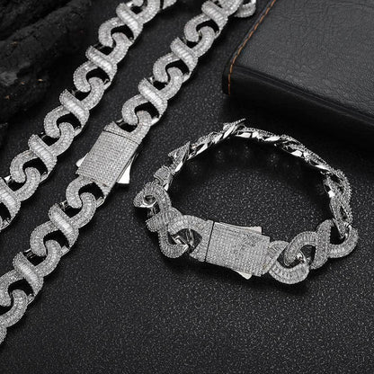 Infinity 8 Link Cuban Chain Bracelet with T-Shaped Zircon - CaratixJewelry