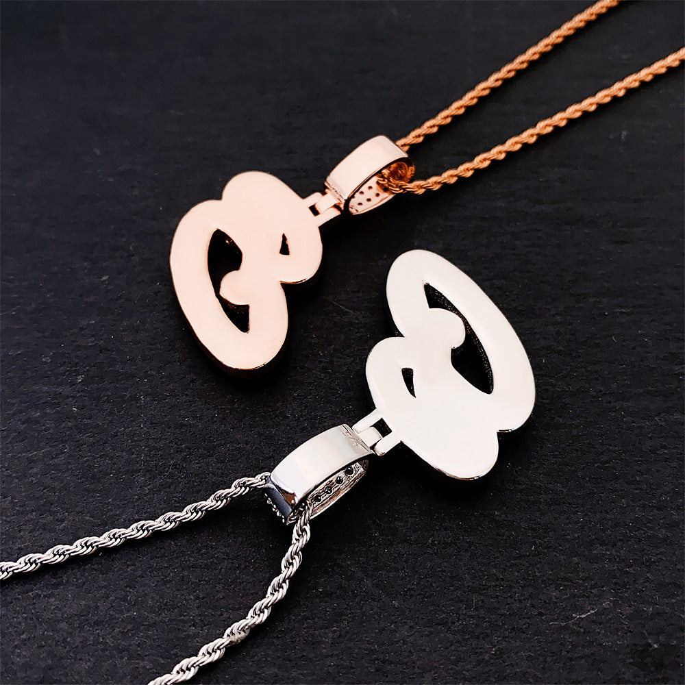 Iced Out Letter B Pendant | Men's Gold Plated Hip Hop Alphabet Charm | Caratix