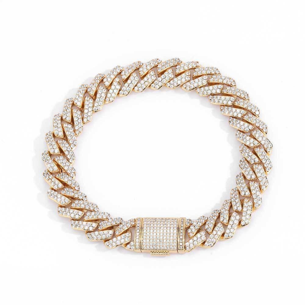 10mm -Shaped Zircon Cuban Link Bracelet - CaratixJewelry