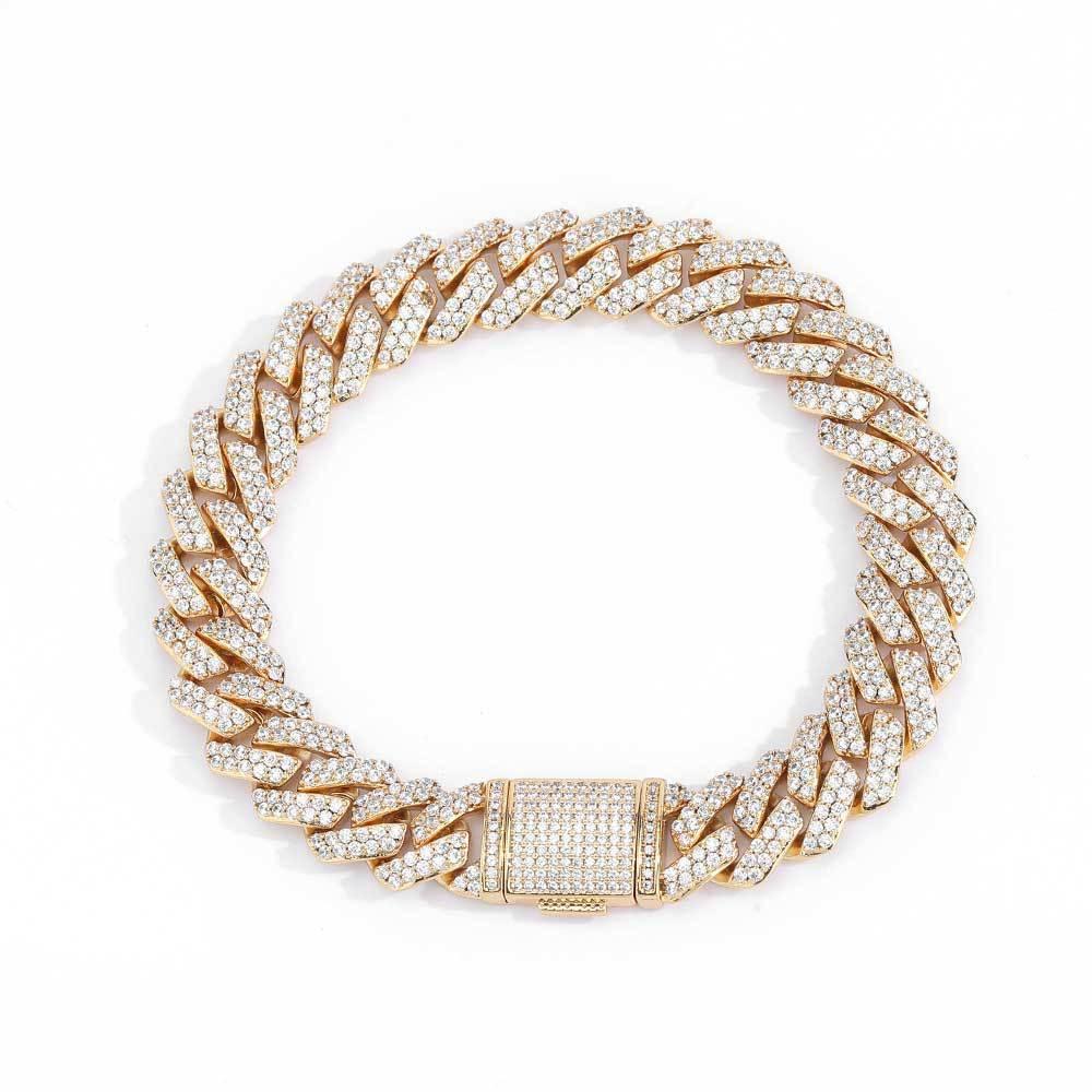 Gold Chain 10mm S925 Silver Single Row CZ Cuban Link Bracelet – Custom Rapper Jewelry for Men | Caratix Jewelry - CaratixJewelry