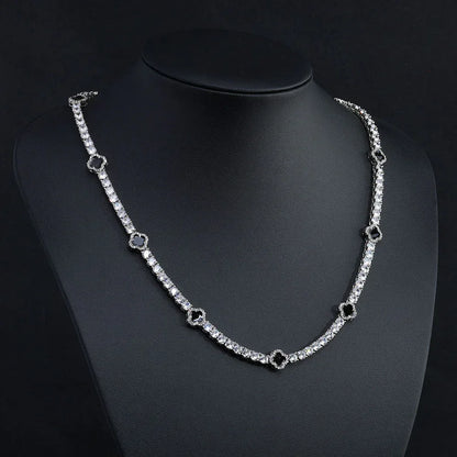 4mm Color Enamel Clover Tennis Chain | Iced Out Zircon Necklace | Custom Rapper Iced Out Chain | Caratix - CaratixJewelry