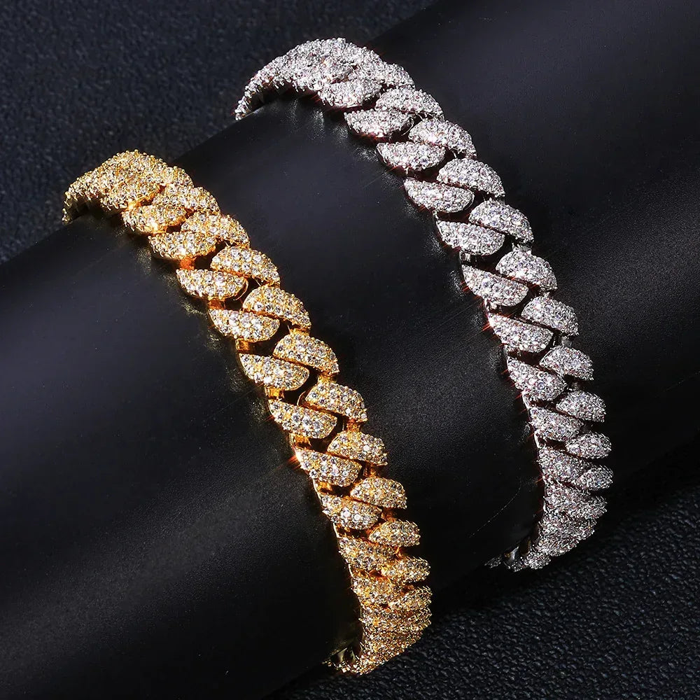 Custom 10mm Triple Row Cuban Chain Bracelet - CaratixJewelry