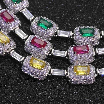 Colorful Gemstone Zircon Necklace Iced Out Jewelry | Caratix Jewelry - CaratixJewelry
