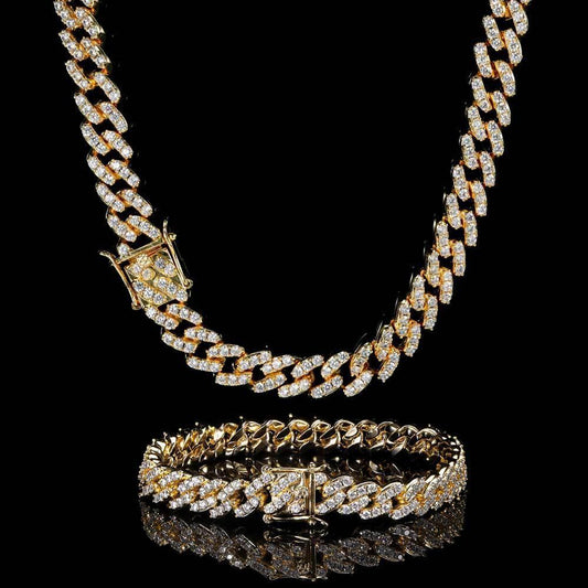 9mm Single Row Cuban Chain Necklace Zircon - CaratixJewelry