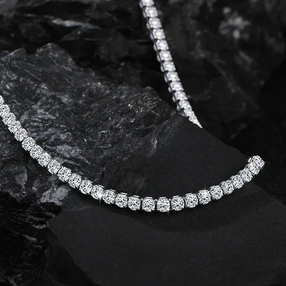 Iced-Out Moissanite Necklace – S925 Sterling Silver Clavicle & Choker Chain Luxury Jewelry for Women - CaratixJewelry
