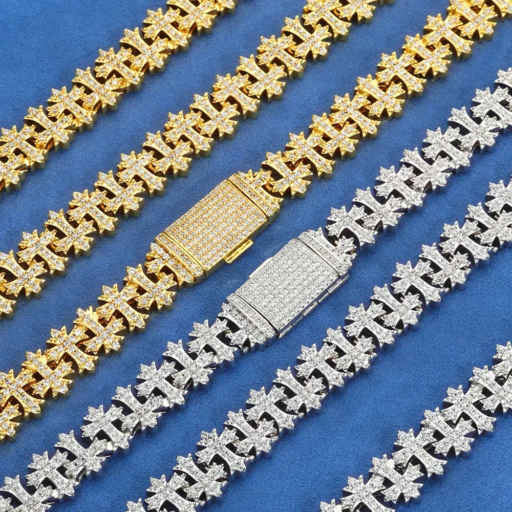 Custom S925 Silver Moissanite Cross Bracelet | VVS Shine Gold Chain for Rapper | Caratix - CaratixJewelry