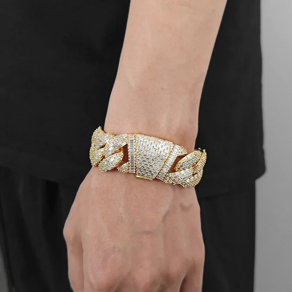 24mm Iced Out Bubble Cuban Bracelet T-Cut Zircon Hip Hop Jewelry - CaratixJewelry