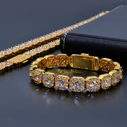 10mm Square Tennis Chain Iced-Out Zircon Bracelet for Men | Caratix Jewelry - CaratixJewelry