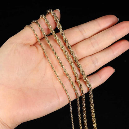 Rope Chain Necklace Titanium Gold Tone Hip Hop Jewelry | Caratix - CaratixJewelry