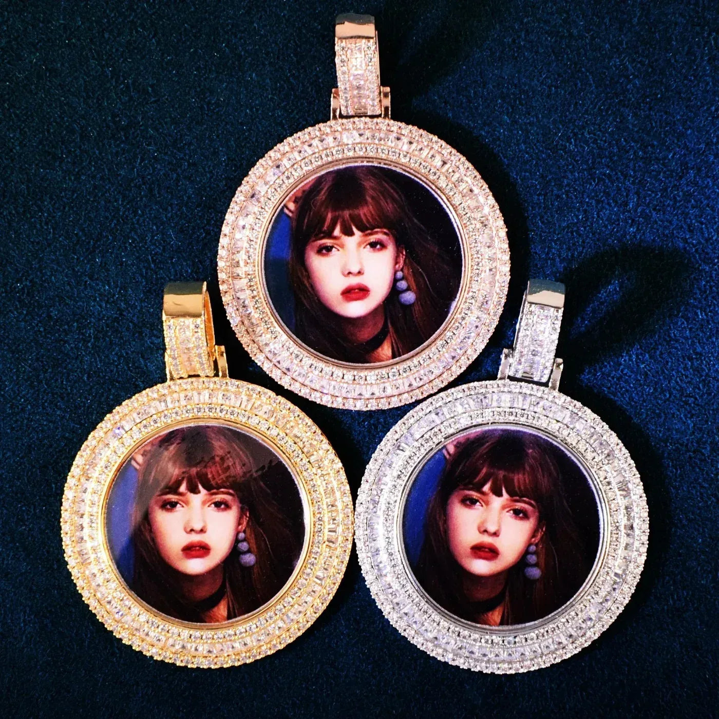 Epoxy Photo T-Bar Pendant | Mixed CZ DIY Custom Picture Hip Hop Necklace - CaratixJewelry