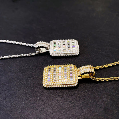 Men's Iced Out Square Tablet Pendant | Full Pave Zirconia Hip Hop Charm | Caratix
