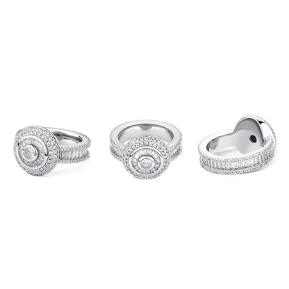 Multi-Cut Round & Baguette Hip Hop Ring | Iced Out Mosaic Band | Caratix