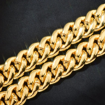 20mm Iced Out Crescent Clasp Cuban Chain with Copper & Zircon - CaratixJewelry