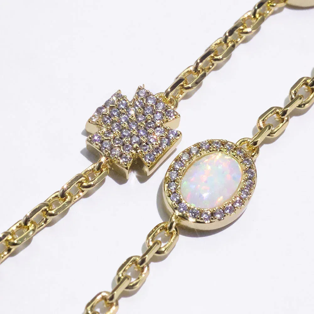 Custom Opal Cross Necklace | Light Luxury Bling Jewelry | Men's Hip Hop Pendant | Caratix - CaratixJewelry