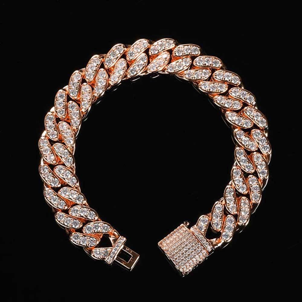Custom 12mm Single-Row Iced Out Cuban Link Chain Gold Style | Caratix - CaratixJewelry