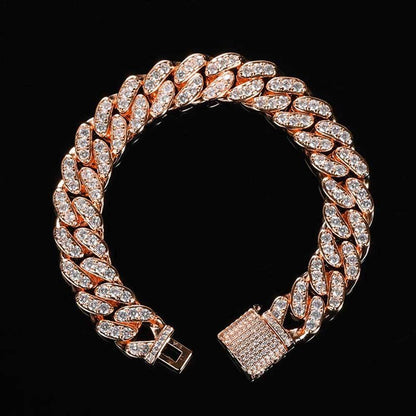 Custom 12mm Single-Row Iced Out Cuban Link Chain Gold Style | Caratix - CaratixJewelry