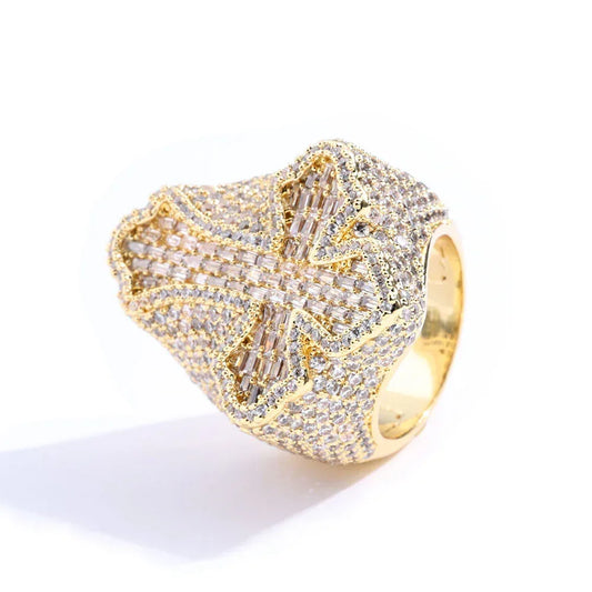 Zircon Cross Ring for Men | Trendy Hip Hop Jewelry | Caratix Jewelry - CaratixJewelry