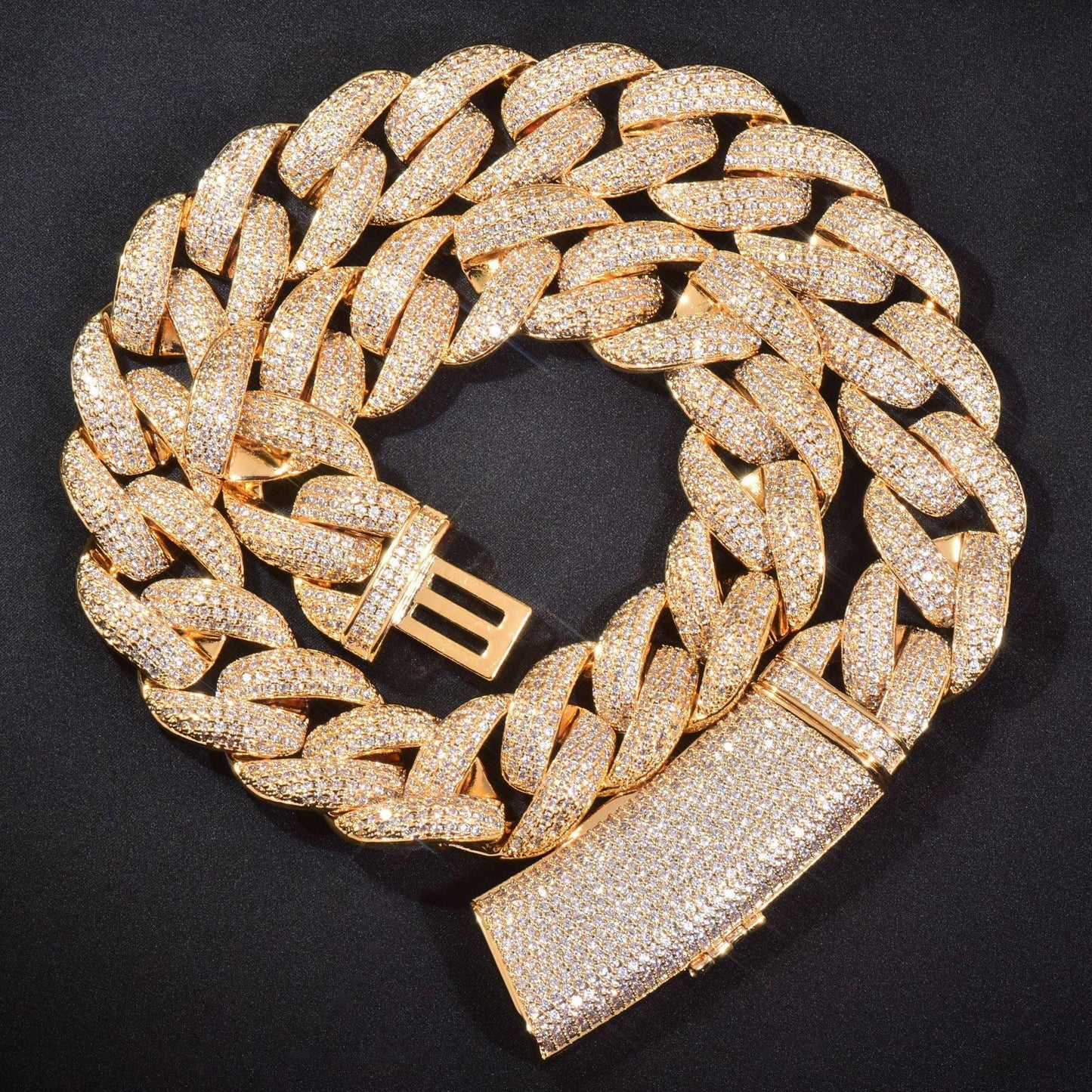 20mm Iced Out Cuban Chain with Long Clasp Copper Zircon - CaratixJewelry