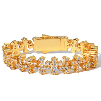 Iced Out Cross Zircon Bracelet Rapper Style Hip Hop Jewelry | Caratix Jewelry - CaratixJewelry