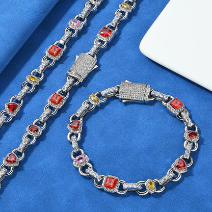 10mm Colorful Gemstone Bracelet Luxury Hip Hop Jewelry for Men | Caratix Jewelry - CaratixJewelry