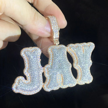 Bone-Style Letter Pendant Necklace | Iced Out CZ Hip Hop Alphabet Jewelry - CaratixJewelry