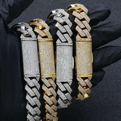 16mm 3-Row Full Zircon Iced Out Cuban Chain Necklace - CaratixJewelry