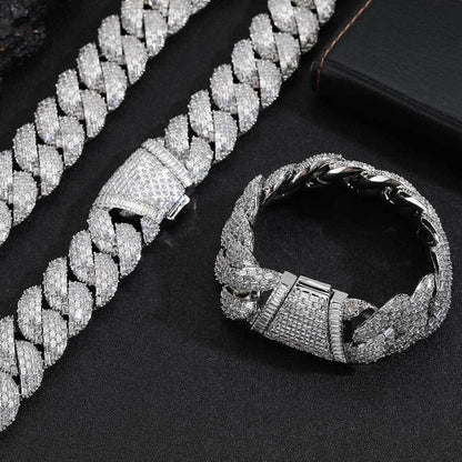 24mm Iced Out Bubble Cuban Chain Necklace T-Cut Zircon - CaratixJewelry