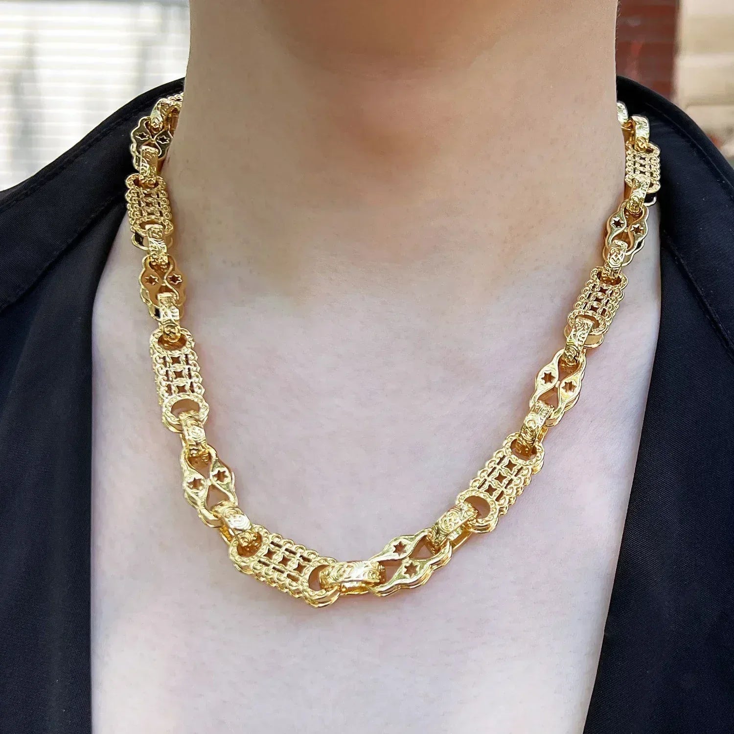 10mm Creative Coin Chain Necklace for Men | Gold Plated - CaratixJewelry