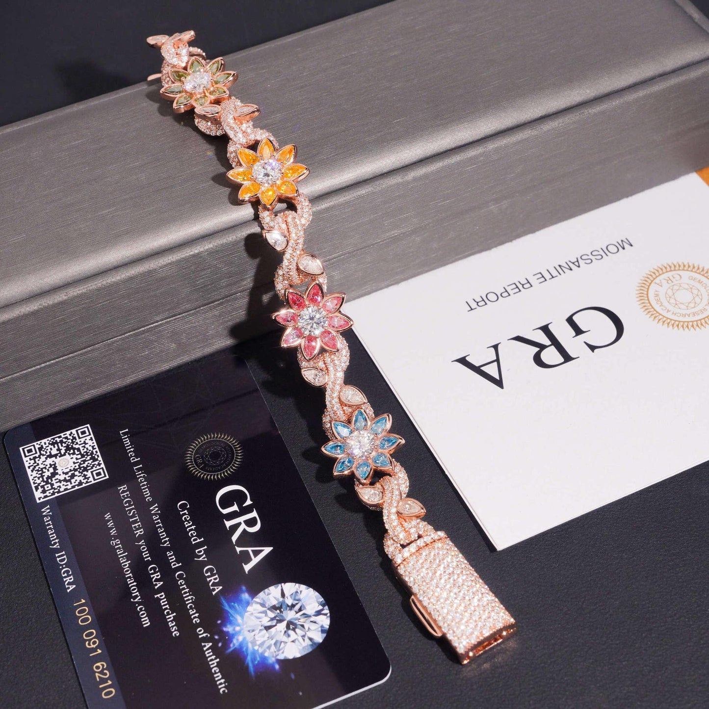 16mm Colored Moissanite Cuban Link Chain with Flower Design – S925 Sterling Silver Iced-Out Hip Hop Men’s Streetwear Necklace - CaratixJewelry