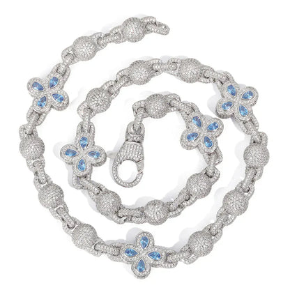 Custom 10mm Color Gemstone Ball Chain | Fully Iced Clasp Hip Hop Bling | Caratix - CaratixJewelry