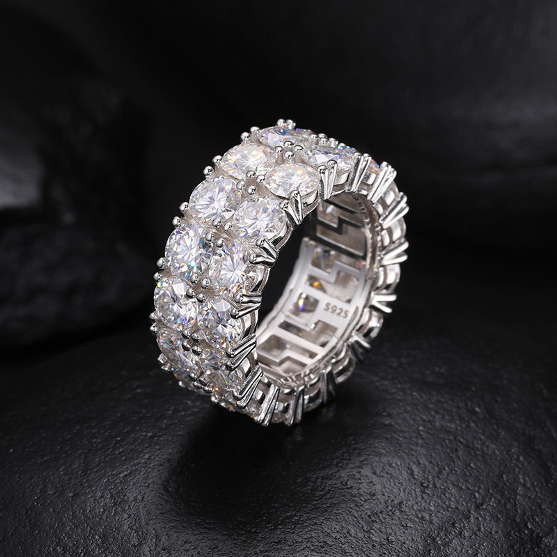 Double Row Moissanite Eternity Band S925 Silver | Caratix