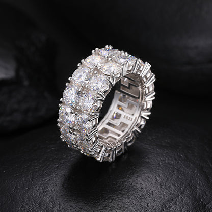 Double Row Moissanite Eternity Band S925 Silver | Caratix