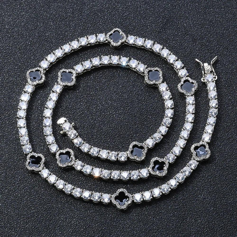 Iced Out Tennis Chain Necklace with Zircon and Drip Oil Finish for Women | Caratix Jewelry - CaratixJewelry