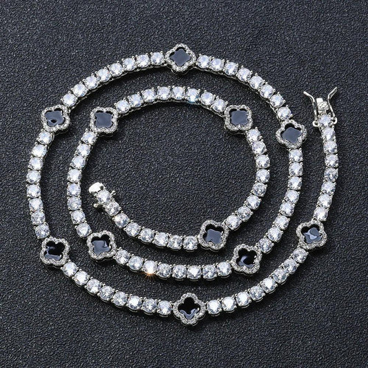 Iced Out Tennis Chain Necklace with Zircon and Drip Oil Finish for Women | Caratix Jewelry - CaratixJewelry
