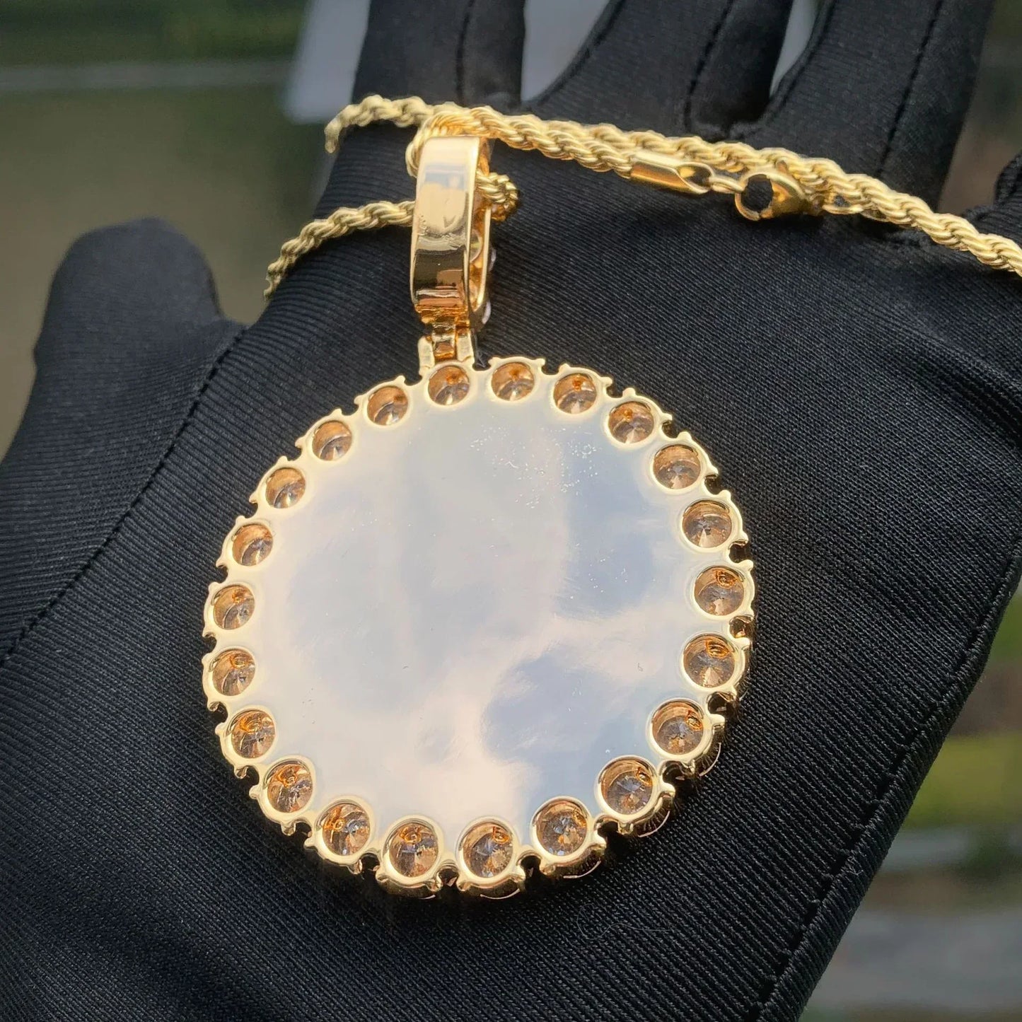 Custom Photo Pendant Necklace | Solid CZ Iced Out Hip Hop DIY Picture Jewelry - CaratixJewelry