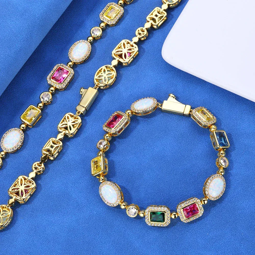 Custom Colored Gemstones Necklace Hip Hop Jewelry for Men & Women | Caratix Jewelry - CaratixJewelry