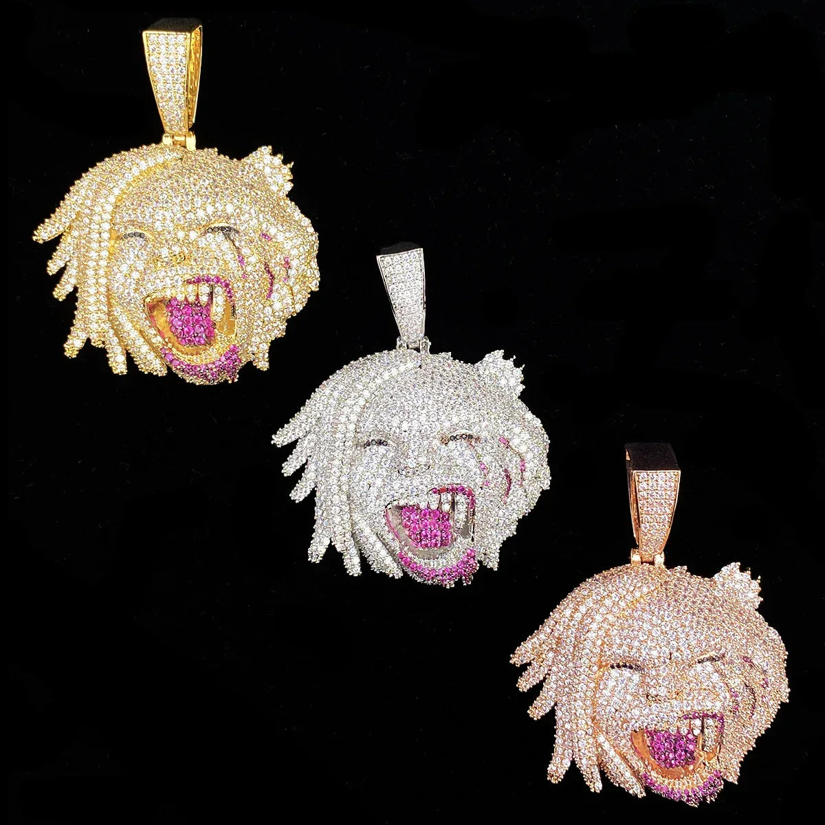 Iced Out Harley Quinn Pendant | Men's Real Copper CZ Necklace - CaratixJewelry