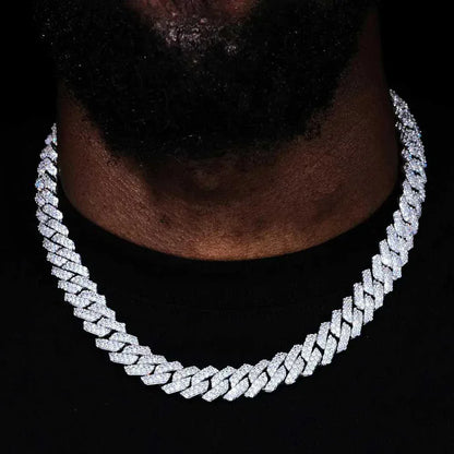 14mm Cut Cuban Chain Double Row Iced Out Rapper Necklace | Caratix Jewelry - CaratixJewelry