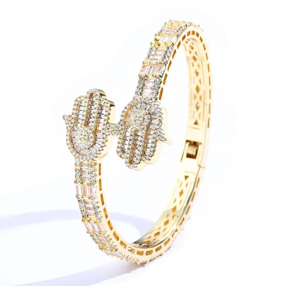 Mixed Zircon Hand of Fatima Bracelet for Men | High-End Hip Hop Jewelry | Caratix Jewelry - CaratixJewelry