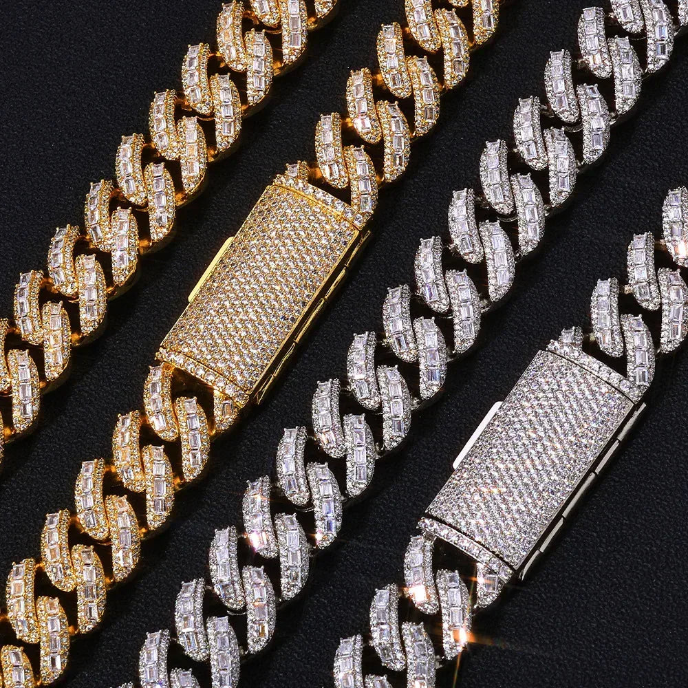 18mm Moissanite Cuban Link Chain for Men – S925 Sterling Silver Luxury Hip Hop Necklace - CaratixJewelry