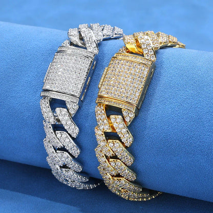 Iced Out Jewelry 15mm S925 Silver CZ Cuban Link Bracelet – Custom Men’s Fashion Accessory | Caratix Jewelry - CaratixJewelry