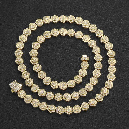 Custom 8.5mm Hexagon Geometric Baguette Chain | Unique Gold Chain for Rapper | Caratix - CaratixJewelry