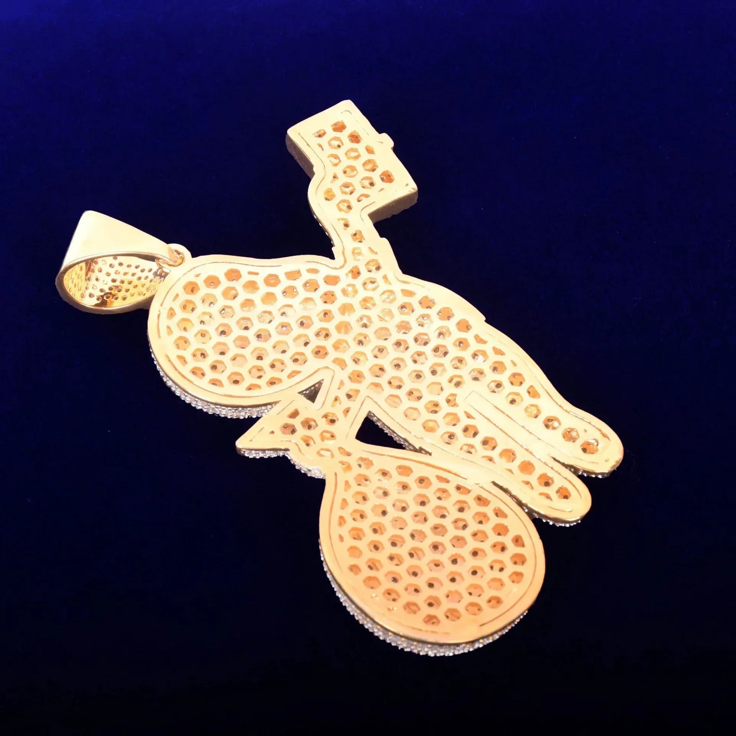 Iced Out "Money Bag Boy" Pendant | Unisex Real Copper CZ Necklace - CaratixJewelry