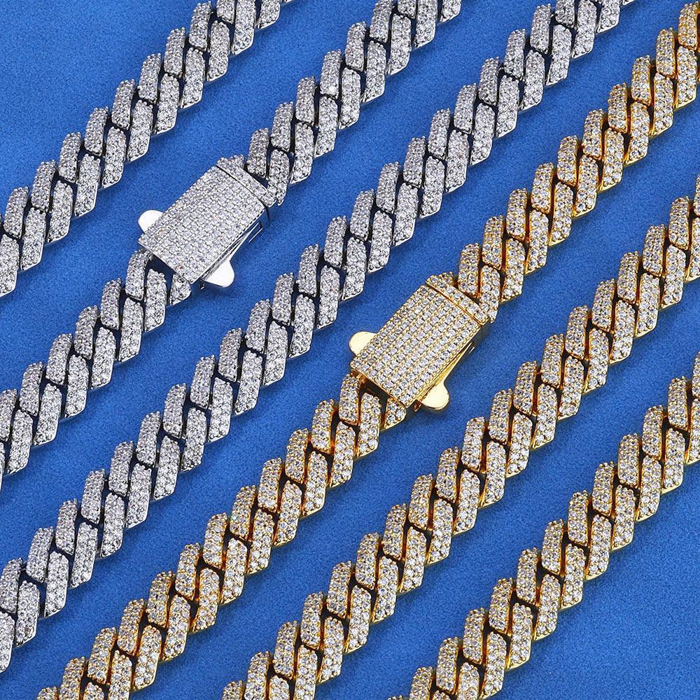 8mm Double-Row Moissanite Cuban Link Chain for Men – S925 Sterling Silver Custom Luxury Hip Hop Necklace - CaratixJewelry